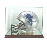 Full Size Football Helmet Display Case - Glass Top with Rectangle Wood Base