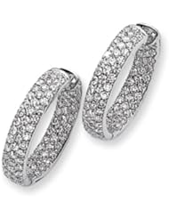 14k White Gold Diamond In-Out Hinged Hoop Earrings