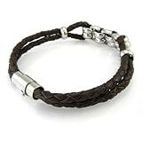 Brown Thin Cord Braided Leather Bracelet