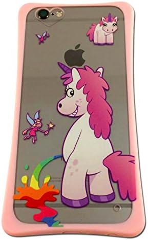 Happy Halo Unicorn Pee Phone Case for iPhone 6 and 6S - Clear Cover with Pink Bumper