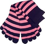 Cotton Socks Feelmax Toe Socks Black/Pink Stripe Ladies Shoe Size 9 - 11