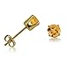 14K Yellow Gold Round Citrine Stud Earrings (4 mm title=
