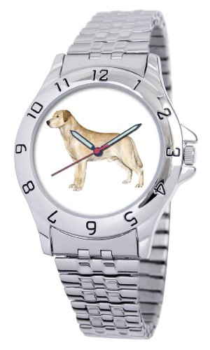 American Kennel Club Men's D1689S243 Yellow Labrador Retriever Silver-Tone Expansion Band Watch