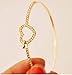 Elegant Womens 9K Yellow Gold Filled CZ Heart Shape Cuff Bracelet Bangle Gift