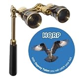 HQRP Opera Glasses Black with Gold Trim w/ Built-In Extendable Handle plus HQRP Coaster
