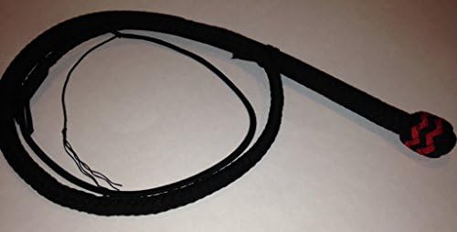 Nylon Paracord Plaited Pocket Snake Short Snakewhip (Black w/ Red Highlights)