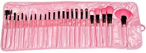 Makeup Brushes 24pcs Quality Natural Cosmetic Brush Set with Leather Pouch, 24 Count Bursh set For Eye Shadow, Blush, Concealer(Pink)