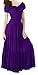 Peach Couture Gypsy Boho Cap Sleeves Smocked Waist Tiered Renaissance Maxi Dress Purple, Large