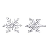 Sterling Silver, Diamond ''Snow Flake'' Earrings (0.12 cttw)