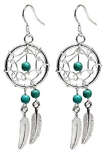 Dream Catcher Boucles d'oreilles par avantgarde © - véritables pierres turquoises - Magnifique dessin et fini à la main à une haute finition joaillerie. Emballé dans une jolie pouchette en velours