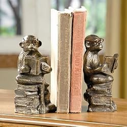 Reading Monkey Bookends Pair