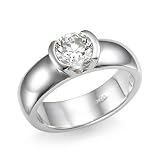 0.50 ct. E/SI1 GIA Certified Round Half Bezel Diamond Solitaire Ring in Platinum