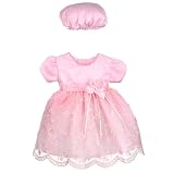 fancy infants dresses-Fancy Easter Baby Girls Dress - 3 Pc Set Pink w/ Embroidery (3M - 24M) - 18M/24M (XL)