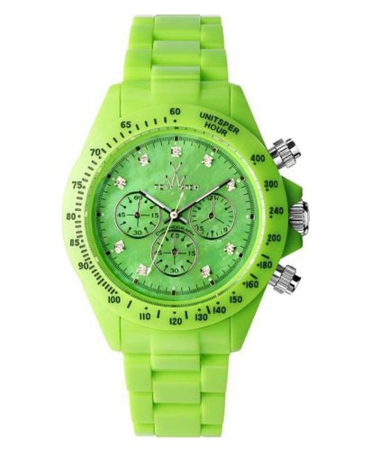 ToyWatch Fluo Chronograph Watch FL11GR All Green Unisex Plasteramic Plastic Ceramic Diamante Crystals ToyWatch Fluo Chronograph Watch FL11GR All Green Unisex Plasteramic Plastic Ceramic Diamante Crystals