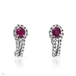 Earrings With 0.60ctw Precious Stones - Genuine Diamonds and Rubies Beautifully Crafted in White Gold Length 13mm