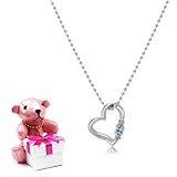 [シアーズ]sears天然ダイヤモンド×11月誕生石ブルートパーズ ラブハートネックレス クマのジュエリーケース付E1491-11-060