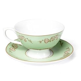 Green Regency Teacup and Saucer