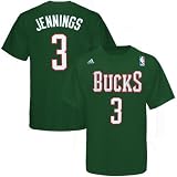 NBA adidas Milwaukee Bucks #3 Brandon Jennings Green Player T-shirt (Large)