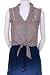 Mustard Seed Button-down Front Lace Back Linen Fabric Waist Tie Waist Length Top Brown