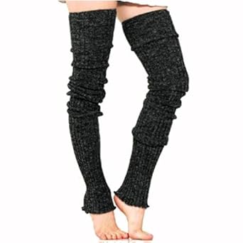 Charcoal Super Long Cable Knit Leg Warmers