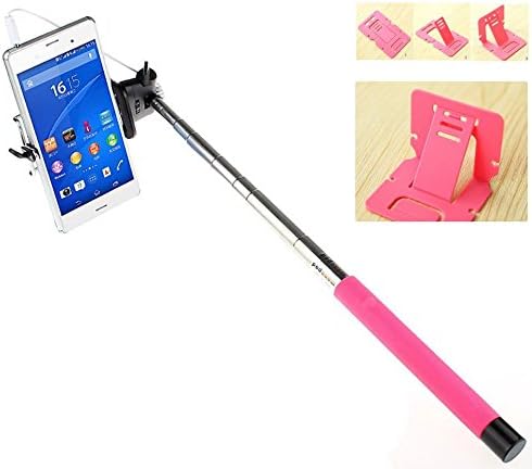 Selfie Stick. Camera Stick. Compatible with all iPhone, Samsung &amp; Android smartphones. Use as a Monopod for camera. Connects to headphone jack. Get your EASY Selfie Stick Now! PINK w/ Flat Phone Stand
