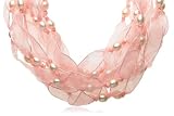 10 Row Cultured Freshwater Pearl 6.5-7mm Necklace on Pink Organza