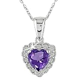 1/2ct Amethyst and Diamond Accent Pendant in 10k White Gold, 17, I-J, I2-I3