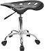 Vibrant Black Tractor Seat and Chrome Stool [LF-214A-BLACK-GG]