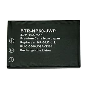 KINAMAX BTR-NP60-JWP-01 1400mAh NP-60 / KLIC-5000 Replacement Battery for Fujifilm FinePix 50i / F410 / M603, Kodak EasyShare LS633 / LS743 / LS753