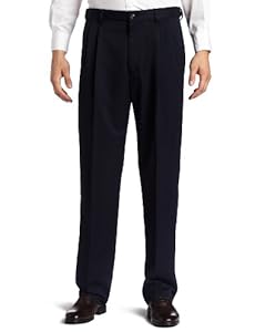 Haggar Men's Cool 18 Hidden Expandable Waist Pleat Front Pant,Navy,34x34