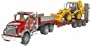 Bruder Mack Granite Flatbed Truck with JCB Loader Backhoe