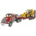 Bruder 2813 - MACK Granite LKW mit Tieflader und JCB 4CX Baggerlader
