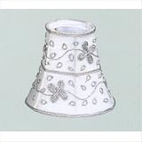 White Silk Bell Shade with Silver Wire Flowers