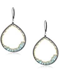 Dana Kellin Contrasting Dark Silver with Gold and Apatite Open Earrings