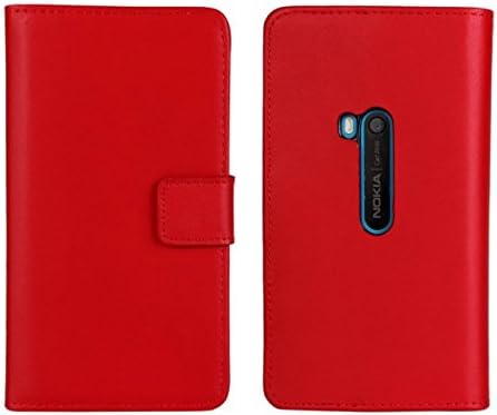 RASK Red Wallet PU Leather Case Flip Back Cover Built-in Card Slots & Stand for Nokia Lumia 920