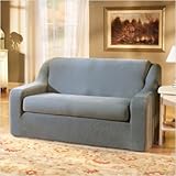 Bundle-73 Stretch Pique Separate Seat Sofa Slipcover (Box Cushion) (Set of 2) Fabric: Sage