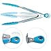 Heat Resistant Grilling BBQ Useful 2pc Set, Silicone Glove for Cooking, Baking, Smoking & Potholder, Unisex Size and Silicone Stainless Steel Kitchen Food Cooking 12 Inch Tongs, Best Gift (Blue)