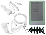 Amazon Kindle DX (Green) Protective Electronic Book Reader Silicone Skin Gel Case Cover, USB 2in1 Sync and Charging Cable, Car Charger, Wall / Travel Charger and and Fishbone Style Keychain
