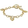 14K Gold Vermeil Cubic Zirconia CZ Cable Bracelet With Heart Charms