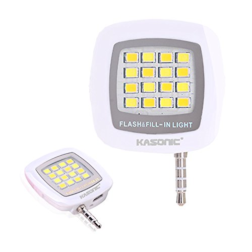 Kasonic® Smartphone Flash Fill-light Portable 16 LED Light,night Using Selfie Enhancing Flash Light, Easily Have Naturel Flash Let You to Take More Better Photo for Apple Iphone,ipad,android Windows Phone (16LED-WHITE)