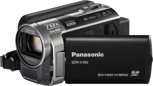 Panasonic SDR-H100EG-K Camcorder (80 GB Festplatte, 78-fach opt. Zoom, 6,7 cm (2,7 Zoll) Display, Bildstabilisator) schwarz
