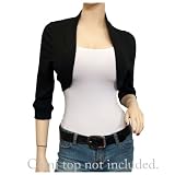 Plus Size Three Quarter Sleeve Cotton Cropped Bolero Shrug