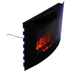 HOMCOM LED CURVED GLASS ELECTRIC WALL MOUNTED FIRE PLACE FIREPLACE 7 COLOUR SIDE LIGHTs SLIMLINE PLASMA FAN HEATER review