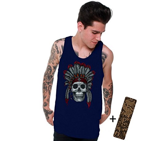 Awkwardstyles Men's Indian Day Of The Dead Sugar Skull Tank Top + Bookmark