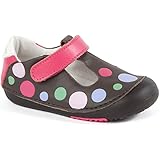 Momo Baby Girls First Walker/Toddler Polka Dots Brown T-Strap Leather Shoes