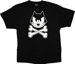 Felix the Cat Crossbones T-Shirt Tee Black