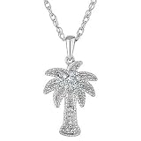 Sterling Silver Diamond Palm Tree Pendant