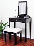 Frenchi Furniture Wood 3 Pc Vanity Set in Espresso Finish