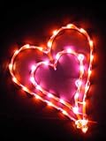 Double Heart Lighted Window Decor - 14"