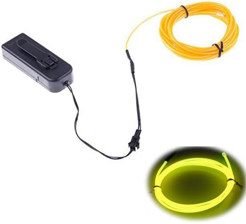 Efrank 10ft 3m Neon Light El Wire with Battery Pack Neon Glowing Strobing Electroluminescent Wire (Yellow)